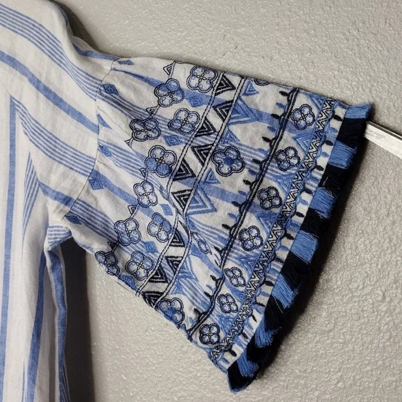 Neiman Marcus Women's Linen Cotton Blend Striped Tunic Dress Size Small - Picture 13 of 16